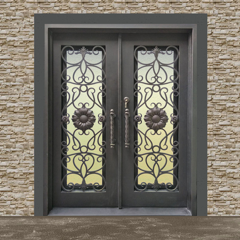 ALEKO Sunflower Iron Prehung Front Entry Door Wayfair